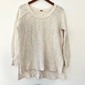 Free People Cream Beige Ivory Nubby Sweater Top Wool Blend Women’s Small